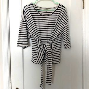 Navy and white stripe cross tied shirt express